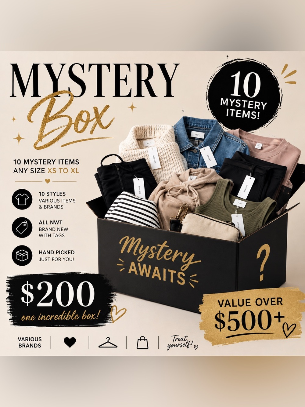 Mystery Box - 10 new items you choose the size